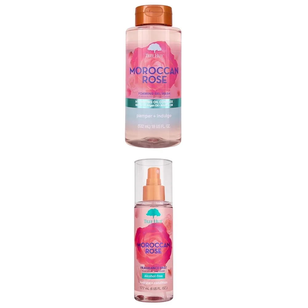Tree Hut Moroccan Rose Gel Wash & Fragrance Mist Bundle