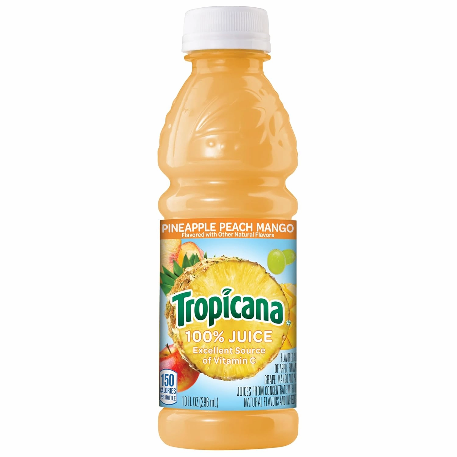 Tropicana 100% Pineapple Peach Mango Juice,Single Serve, 10 Fl Oz Bottles (Pack of 24) - Real Fruit Juice, Vitamin C, B & E Rich, No Added Sugars, No Artificial Flavors
