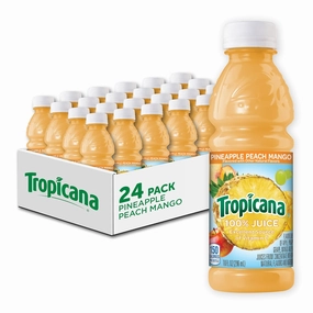 Tropicana 100% Pineapple Peach Mango Juice,Single Serve, 10 Fl Oz Bottles (Pack of 24) - Real Fruit Juice, Vitamin C, B & E Rich, No Added Sugars, No Artificial Flavors