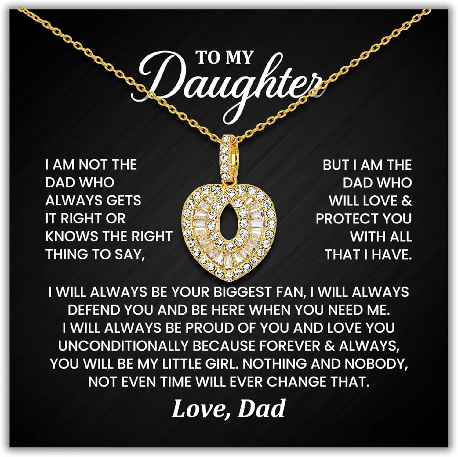 TRYNDI To My Daughter Necklace from Dad - Heartfelt Gift for Birthday, Mother's Day, Christmas, Valentine's Day - Elegant Daughter Gifts for Birthday