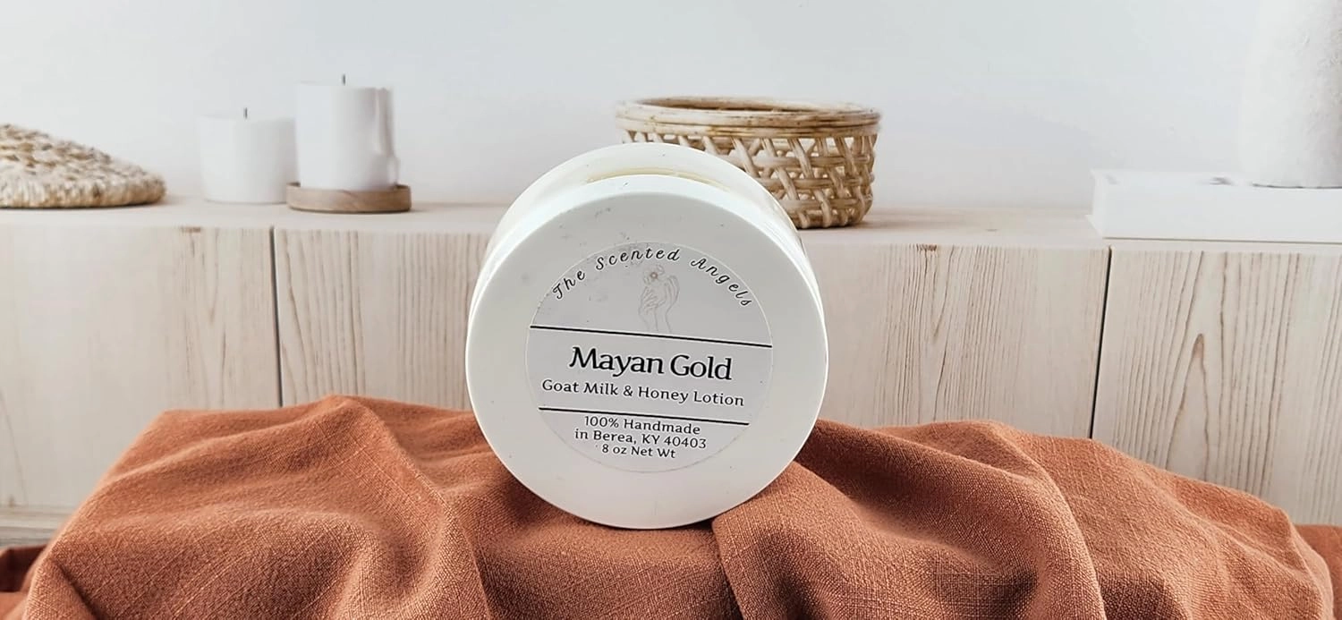 TSA Handmade Mayan Gold Goats Milk and Honey Body Lotion, Sensitive Skin, Moisturize, Dry Skin, Hydrate, All Natural, Christmas, Mom, Woman, Men, Teens, Birthday, Party Favor Gift (8 oz - Large Size)