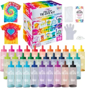 Tulip One-Step Tie Dye Ultimate Summer Bundle, Classroom Pack, Tie Dye Party Supplies, Durable Results - Includes 30 Bottles, Comes with Easy Techniques for Kids and Adults