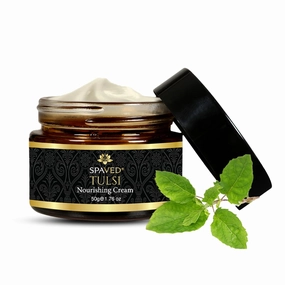 Tulsi Nourishing Face Cream – Anti-Aging Moisturizer with Shea Butter, Aloe Vera & Vitamin E – Collagen Booster for Dry, Mature & Sensitive Skin – 1.7 oz – Vegan & Fragrance-Free