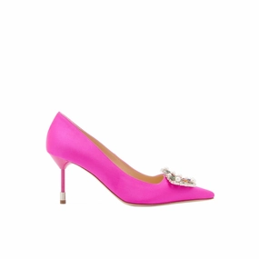 Tutti Frutti Decollete 75 
Fuchsia Satin Jewel Buckle Pumps