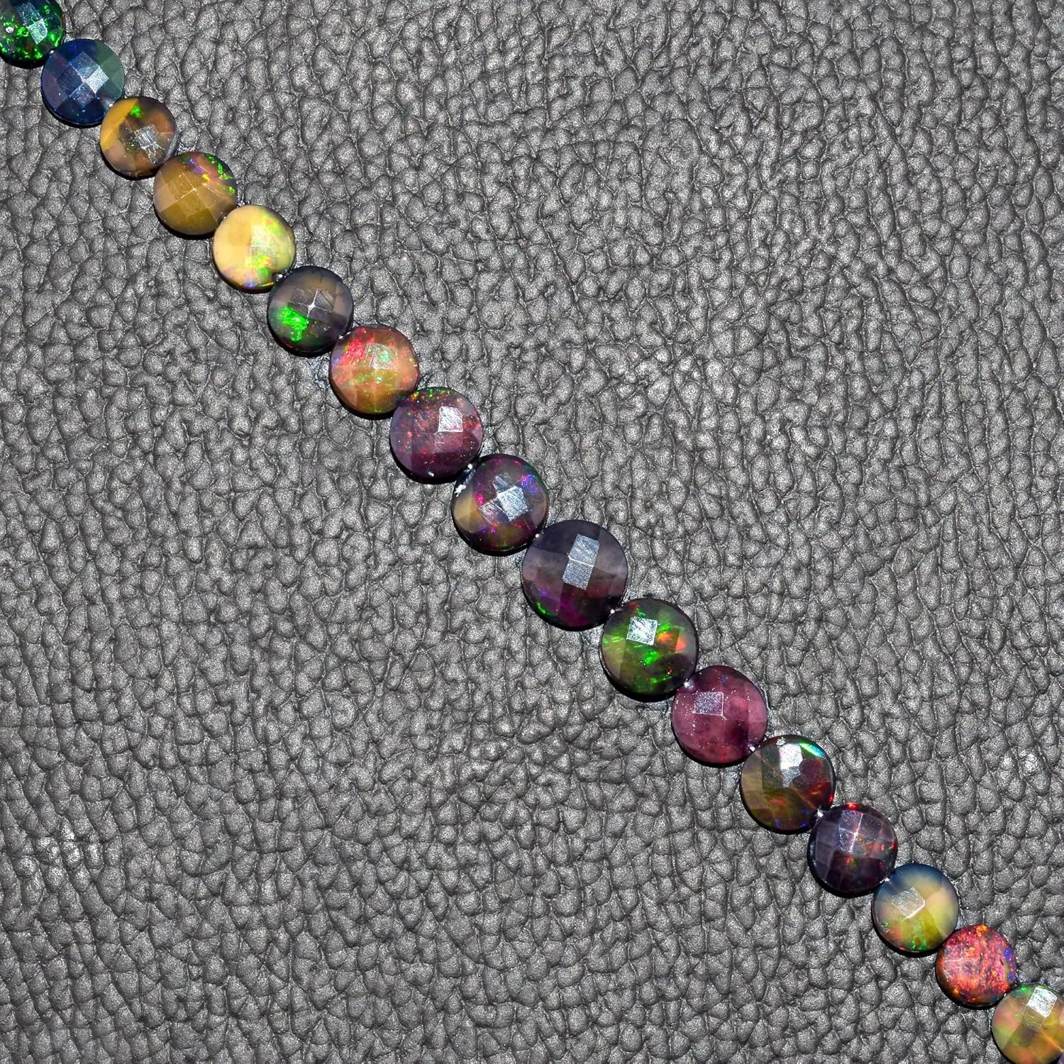 Ultra Fire Black Opal Beads Dainty Bangle Bracelets, Birthstone Jewelry, 14K Gold Plated Sterling Silver Chain 8 Inch, Healing Chakra Crystals Gifts for Women
