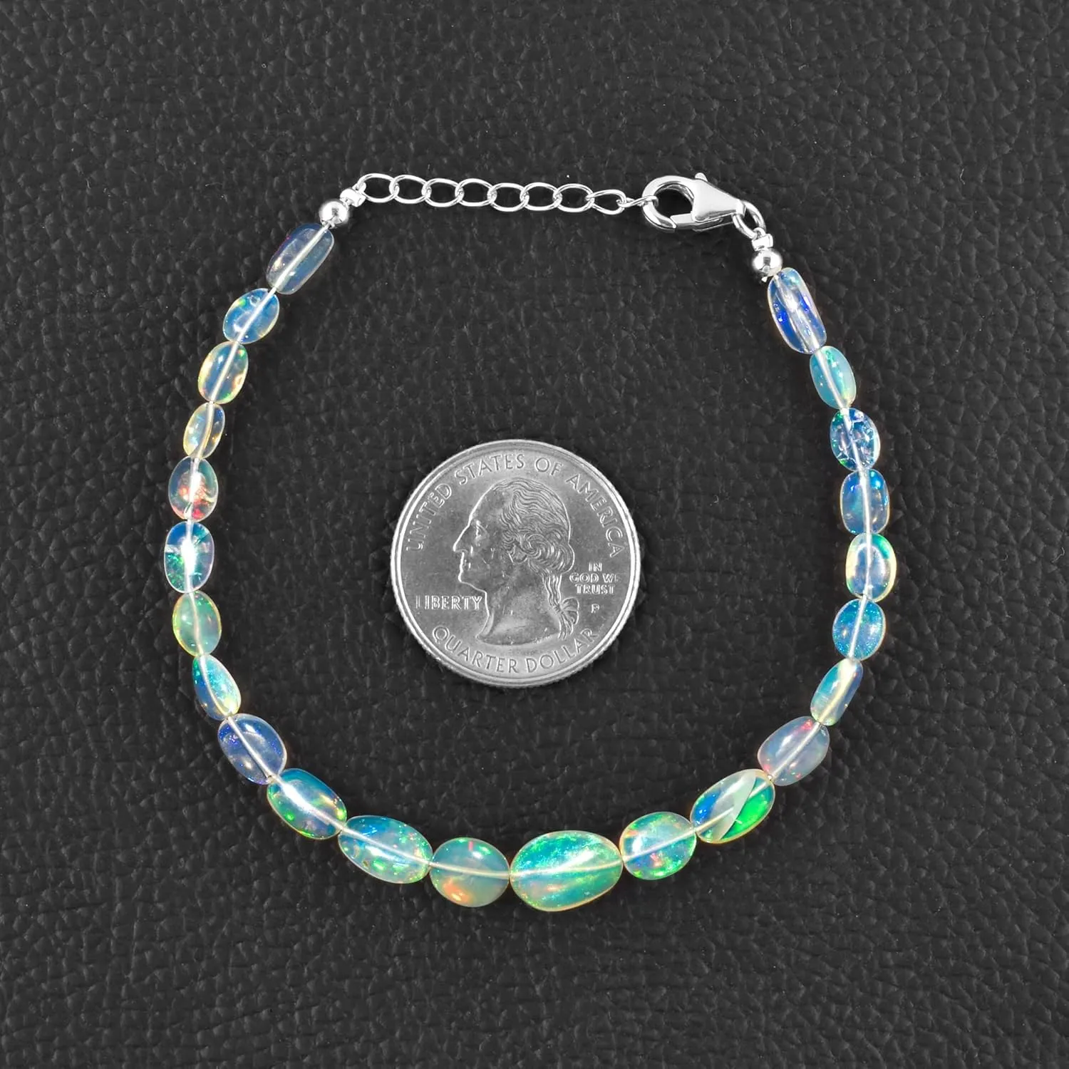 Ultra Fire Ethiopian Opal Beads Choker Bangle Bracelet For Women, Healing Chakra Crystal, October Birthstone, 925 Sterling Silver Chain 8 Inch, Wedding Gift for Her