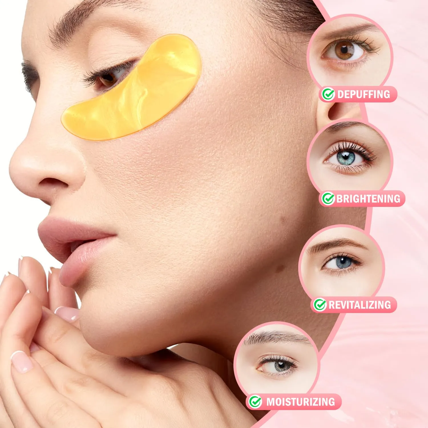 Under Eye Patches (30 Pairs) 24K Gold Eye Mask and Hyaluronic Acid Eye Patches for Puffy Eyes, Rose Eye Masks for Dark Circles, Puffiness, Eye Bag, Wrinkles - Gift for Women