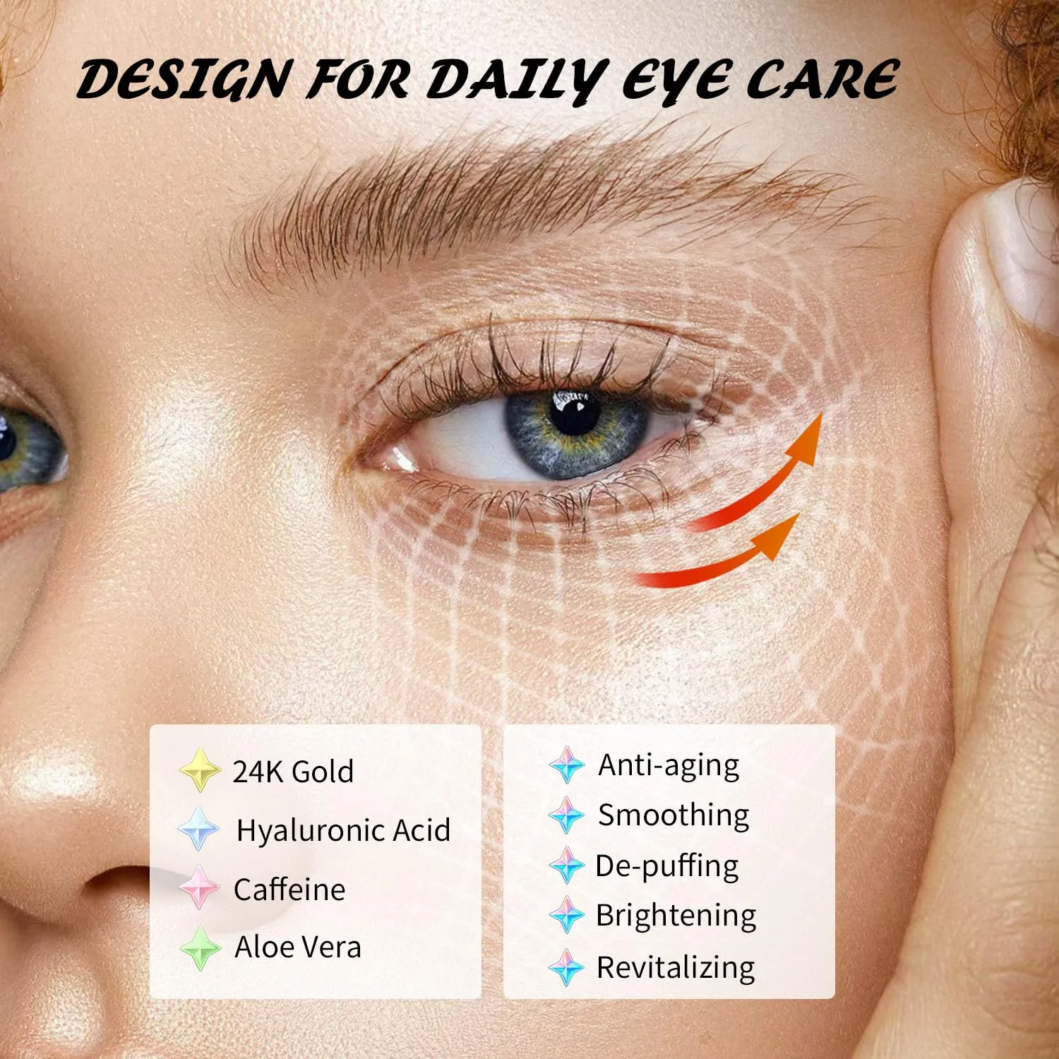 Under Eye Patches(25 Pairs), 24K Gold, Caffeine, Hyaluronic Acid, Aloe Vera Eye Masks for Dark Circles Puffy Eyes Undereye Bags, Eye Skin Care Gift Set for Bachelorette Party Favors