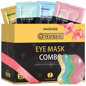 Under Eye Patches(25 Pairs), 24K Gold, Caffeine, Hyaluronic Acid, Aloe Vera Eye Masks for Dark Circles Puffy Eyes Undereye Bags, Eye Skin Care Gift Set for Bachelorette Party Favors
