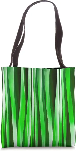 Uneven Artistic Vertical Stripes Bright Green Hues Tote Bag