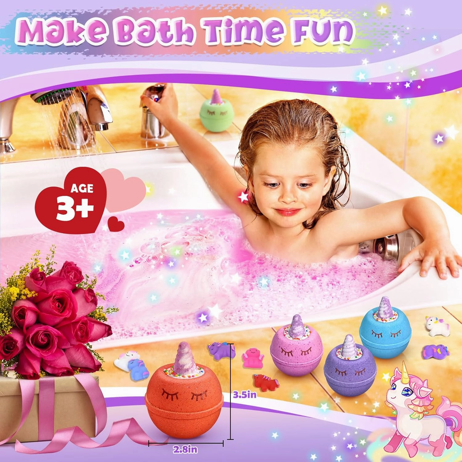 Unicorn Gifts for Kids, 9 Large Natural and Organic Unicorn Bath Bombs for Kids with Surprise Toys Inside, Birthday Gift Set for Teen Girls Boys 3-12