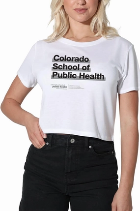 University of Colorado Anschutz Medical Campus School of Public Health Bold Women's Apparel Crop Top T-Shirt