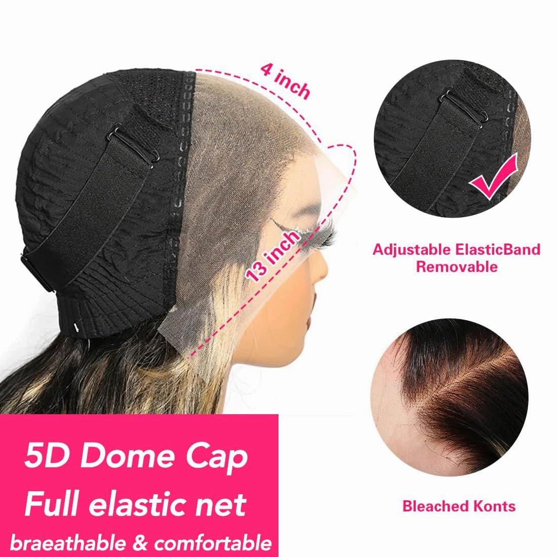 Upgrade Black with Brown Blonde Highlight Wig Human Hair 210% Density 13x4 HD Body Wave Luxury Balayage Blonde Highlight Wig 12A Grade Raw Hair Pre Plucked Ombre Lace Front Wig for Women 20 Inch
