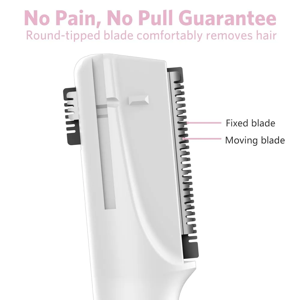 Upgraded Eyebrow Trimmer, Precision Electric Eyebrow Razor for Women Battery-Operated Facial Hair Remover with Comb No Pulling Sensation Painless for Face Chin Neck, Upper-Lip, Peach-Fuzz
