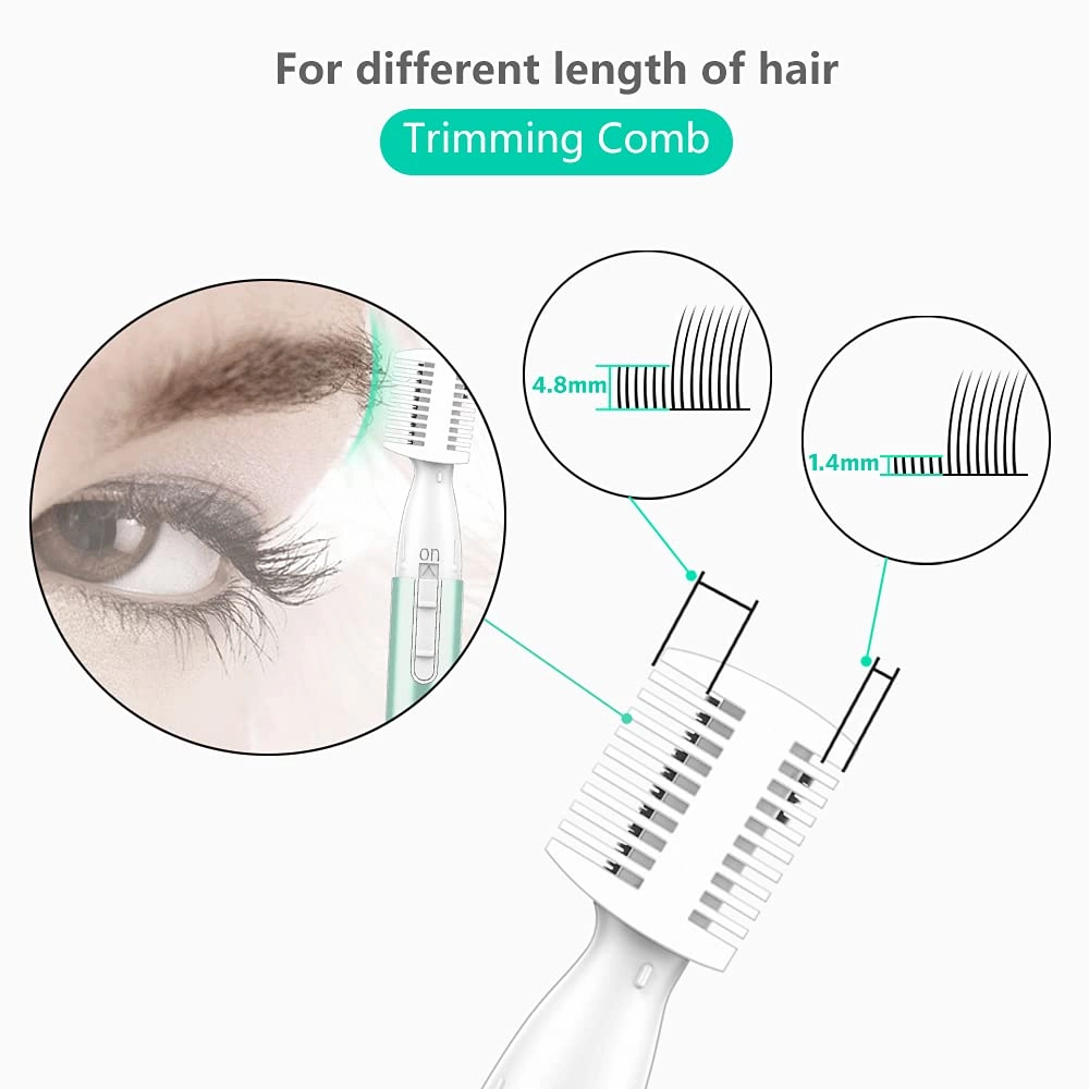 Upgraded Eyebrow Trimmer, Precision Electric Eyebrow Razor for Women Battery-Operated Facial Hair Remover with Comb No Pulling Sensation Painless for Face Chin Neck, Upper-Lip, Peach-Fuzz