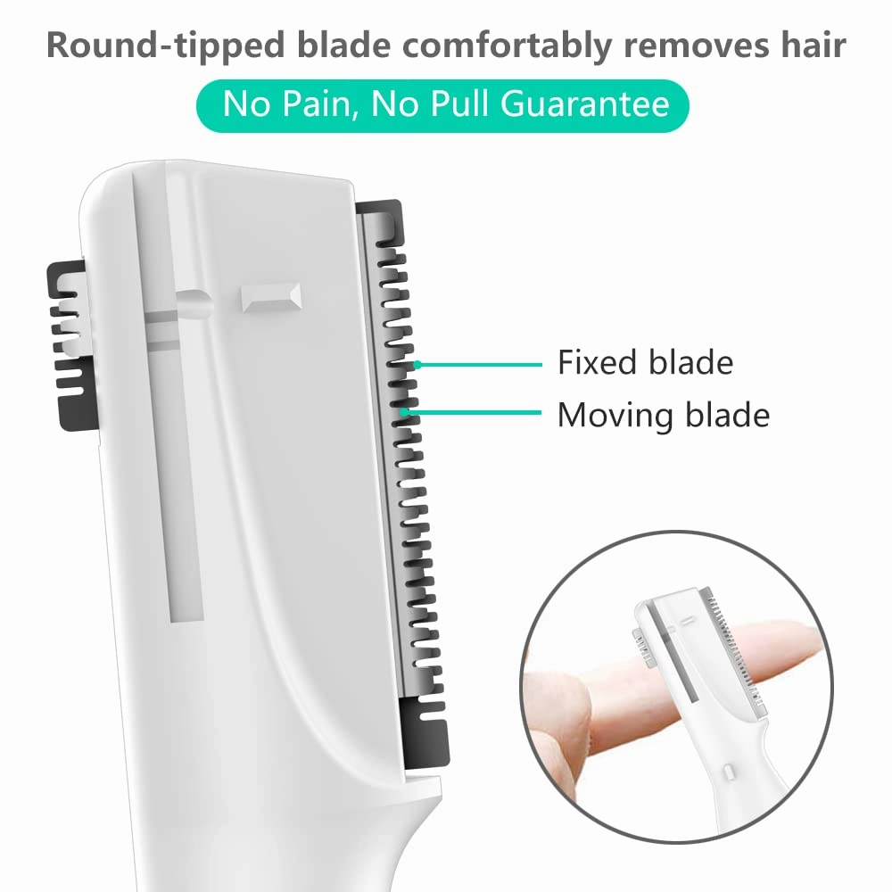 Upgraded Eyebrow Trimmer, Precision Electric Eyebrow Razor for Women Battery-Operated Facial Hair Remover with Comb No Pulling Sensation Painless for Face Chin Neck, Upper-Lip, Peach-Fuzz