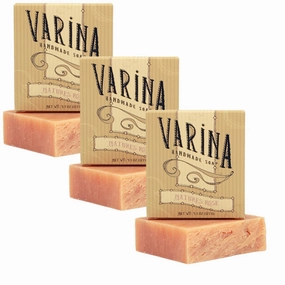 Varina Organic Nature's Rose Bar Soap - Gentle Cleansing for Sensitive Skin, Floral - 3 Pack - Experience Healthy and Glowing Skin
