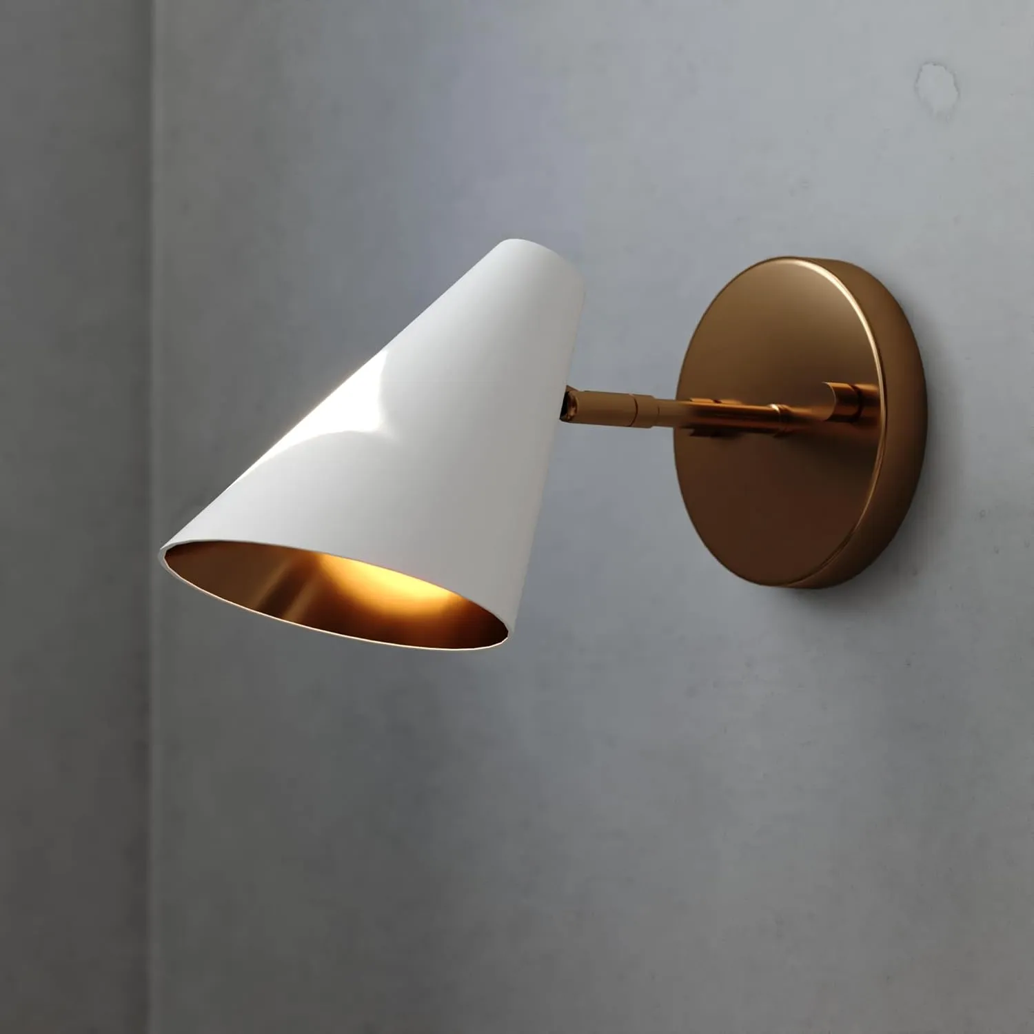 VAXCEL Pryce 1 Light Bathroom Lighting Fixture, Matte White and Satin Gold Finish, Mid-Century Modern Wall Sconce, Dimmable, Easy Installation