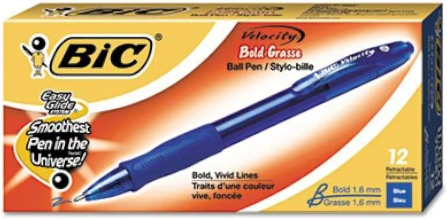 Velocity Ballpoint Retractable Pen, Blue Ink, 1.6mm, Bold, Dozen, Sold as 2 Dozen