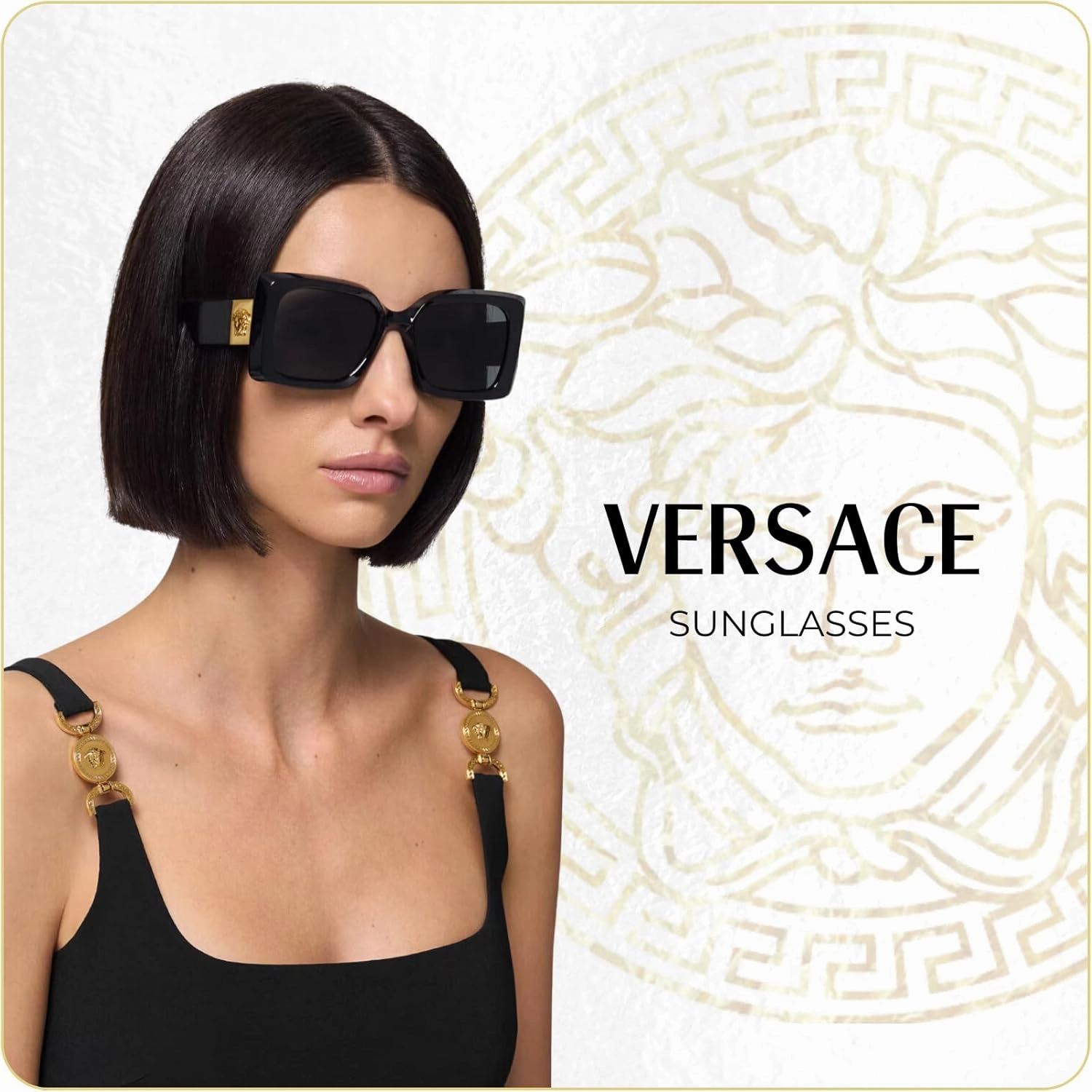 Versace VE2199 MEDUSA CHARM Square Sunglasses For Men   BUNDLE with Designer iWear Eyewear Care Kit