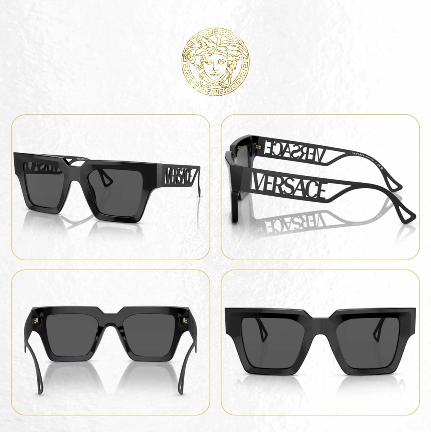 Versace VE4431 Square Sunglasses for Women   BUNDLE With Designer iWear Eyewear Kit