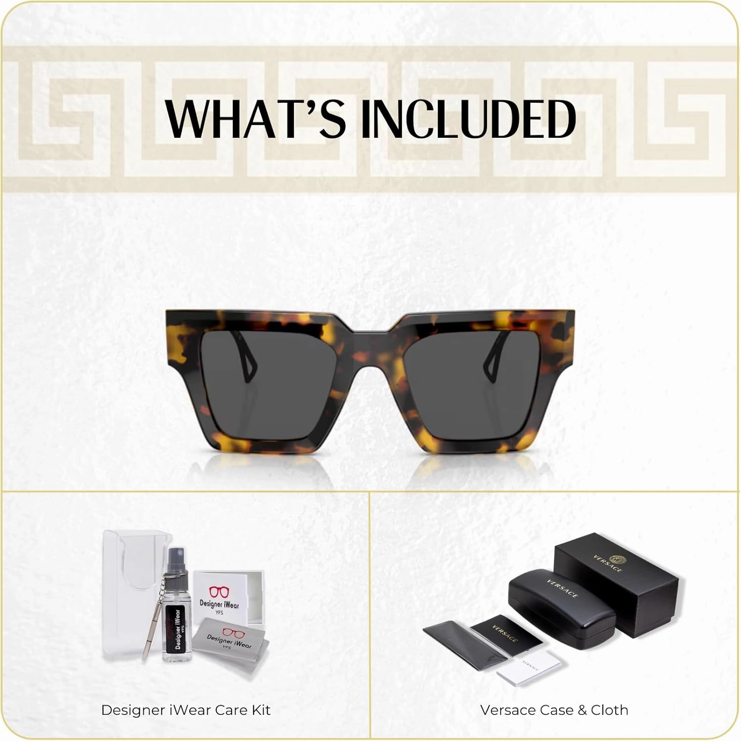Versace VE4431 Square Sunglasses for Women   BUNDLE With Designer iWear Eyewear Kit