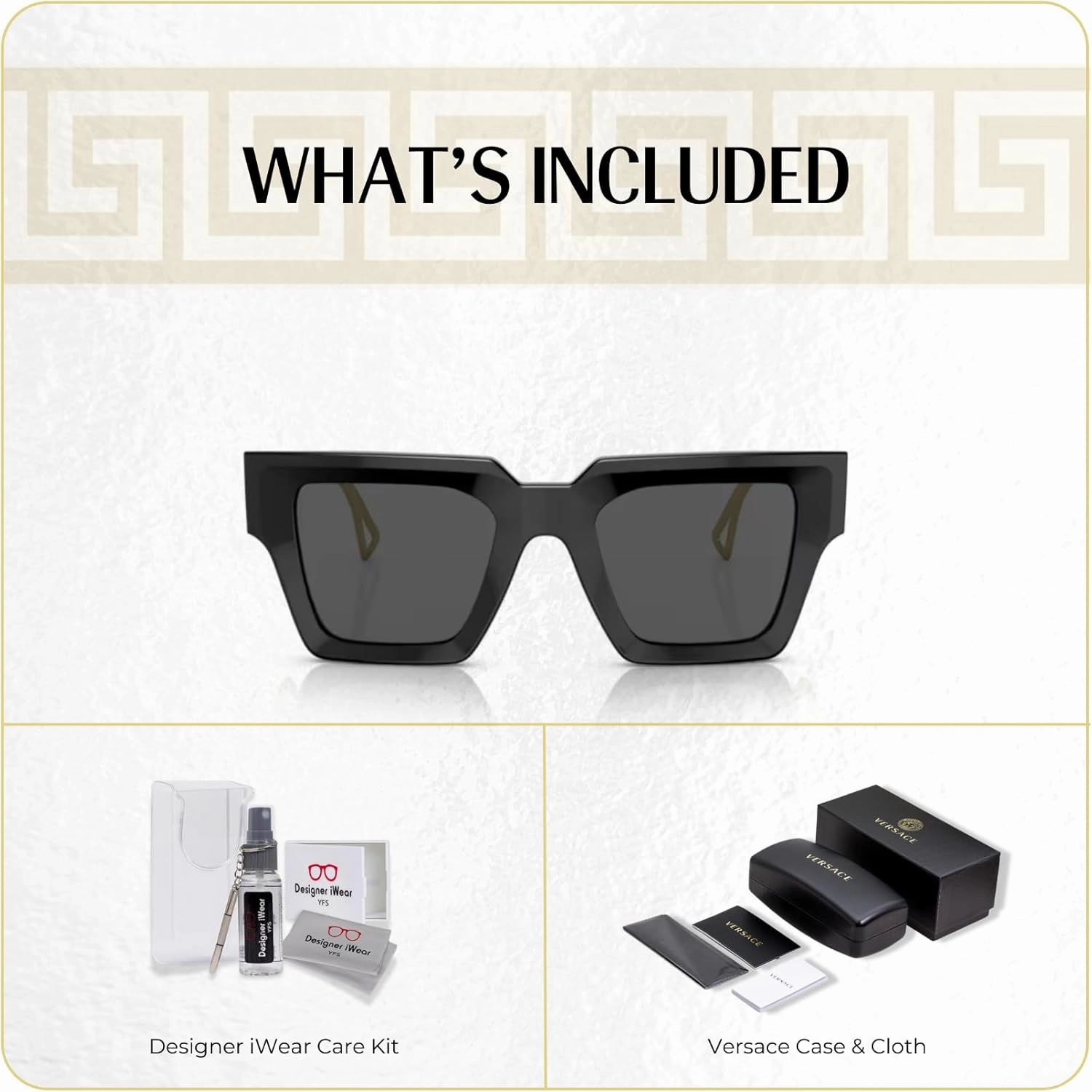 Versace VE4431 Square Sunglasses for Women   BUNDLE With Designer iWear Eyewear Kit
