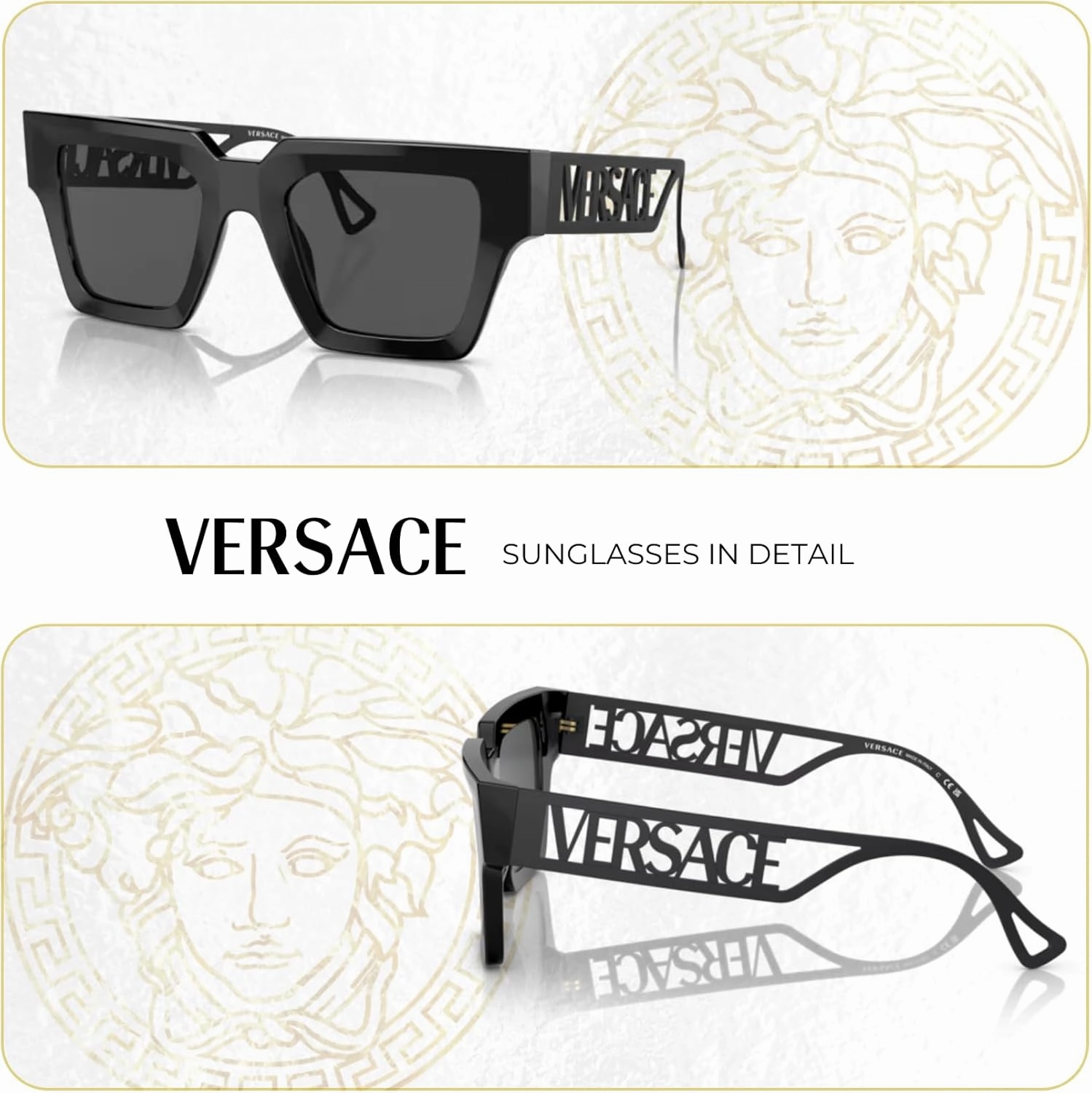 Versace VE4431 Square Sunglasses for Women   BUNDLE With Designer iWear Eyewear Kit