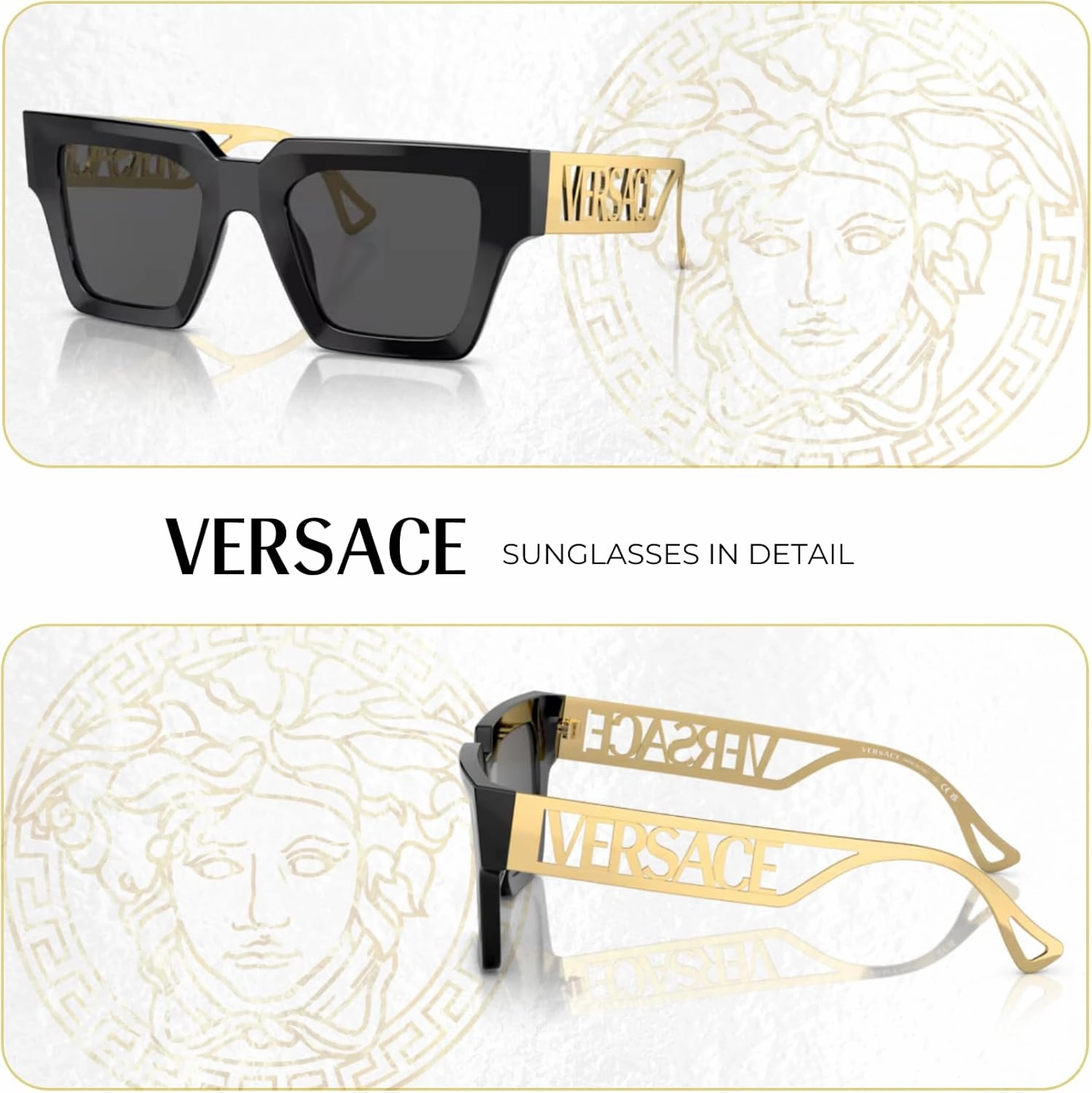 Versace VE4431 Square Sunglasses for Women   BUNDLE With Designer iWear Eyewear Kit