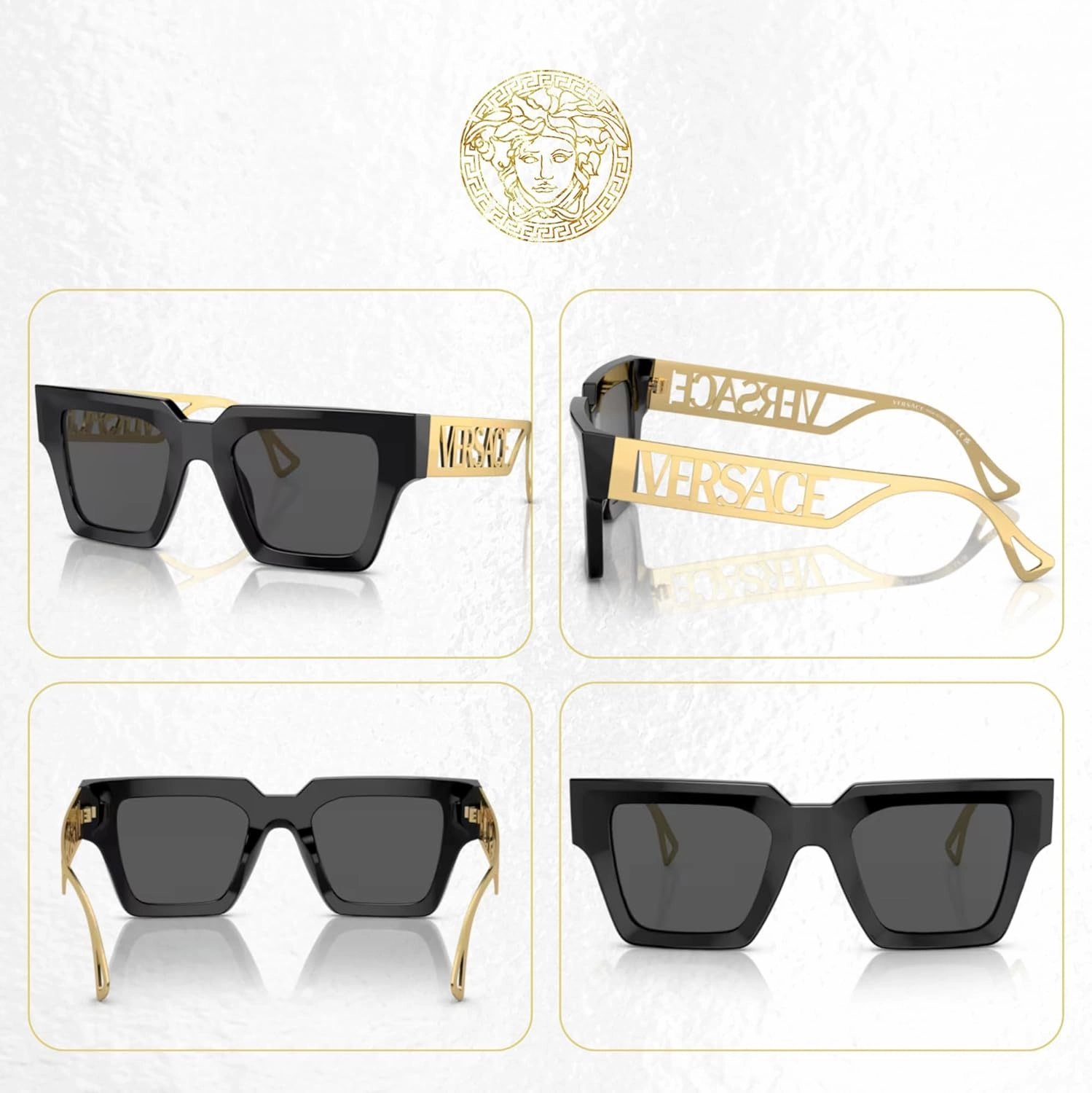 Versace VE4431 Square Sunglasses for Women   BUNDLE With Designer iWear Eyewear Kit