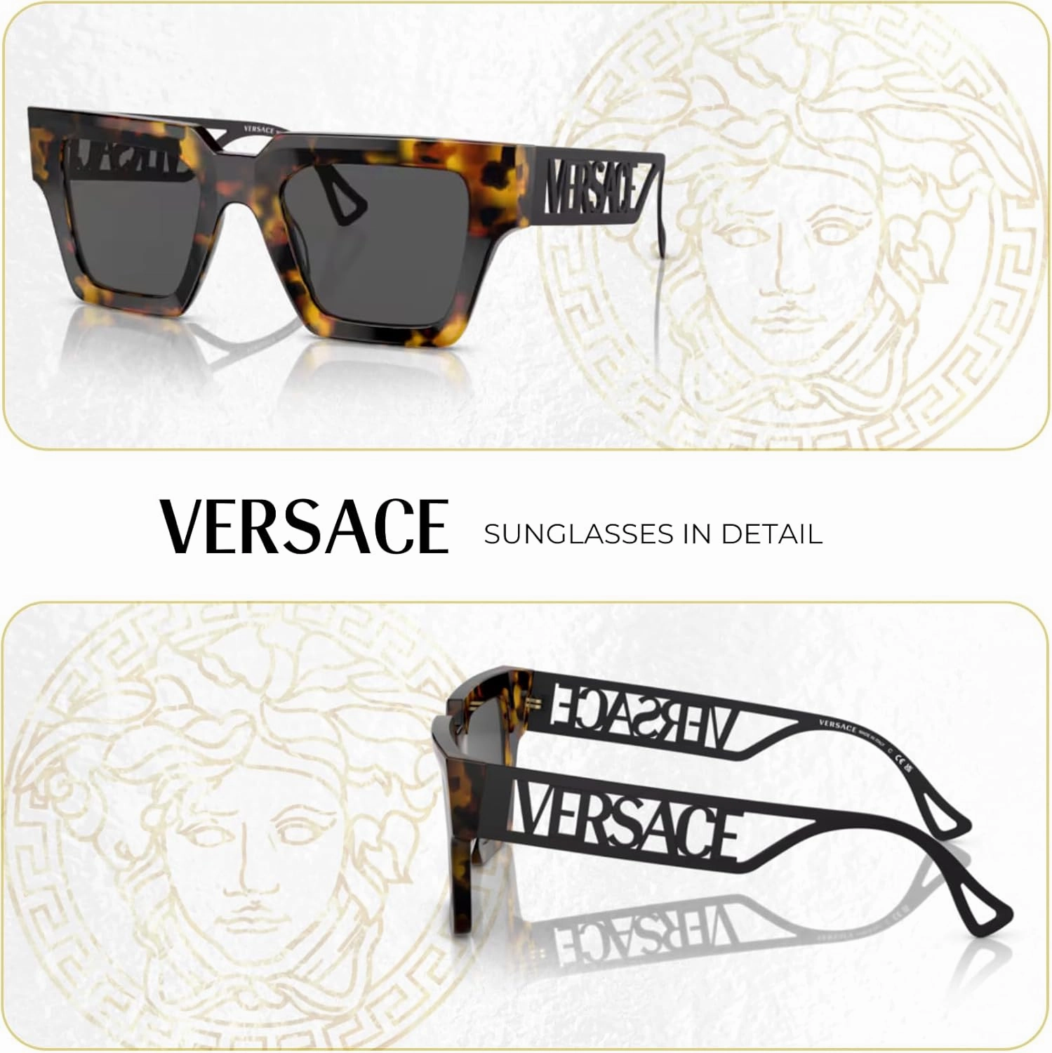Versace VE4431 Square Sunglasses for Women   BUNDLE With Designer iWear Eyewear Kit
