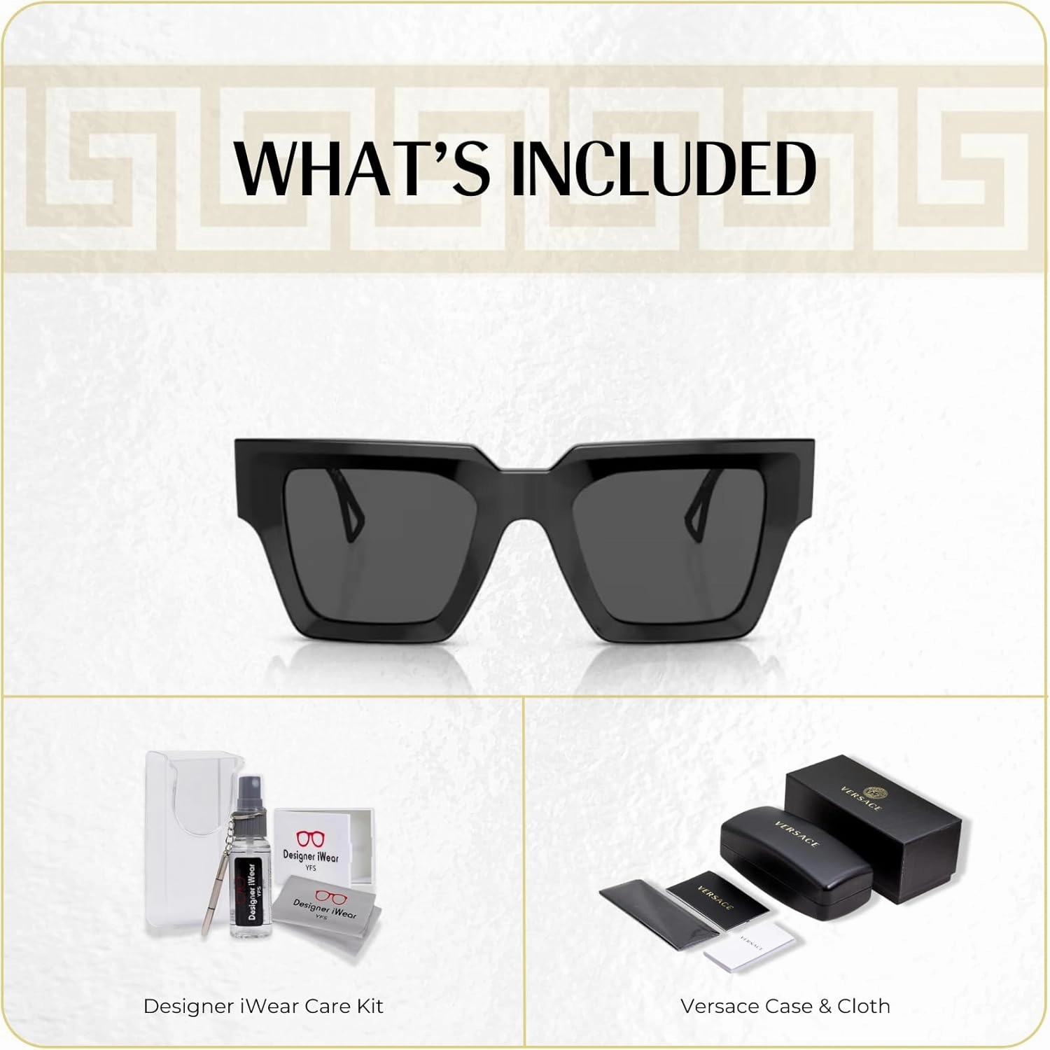Versace VE4431 Square Sunglasses for Women   BUNDLE With Designer iWear Eyewear Kit