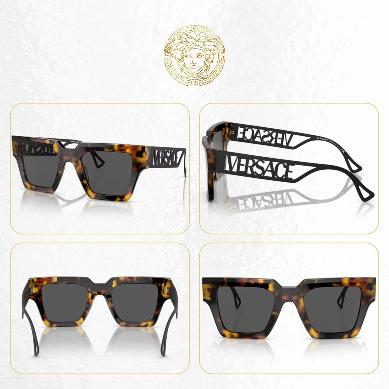 Versace VE4431 Square Sunglasses for Women   BUNDLE With Designer iWear Eyewear Kit