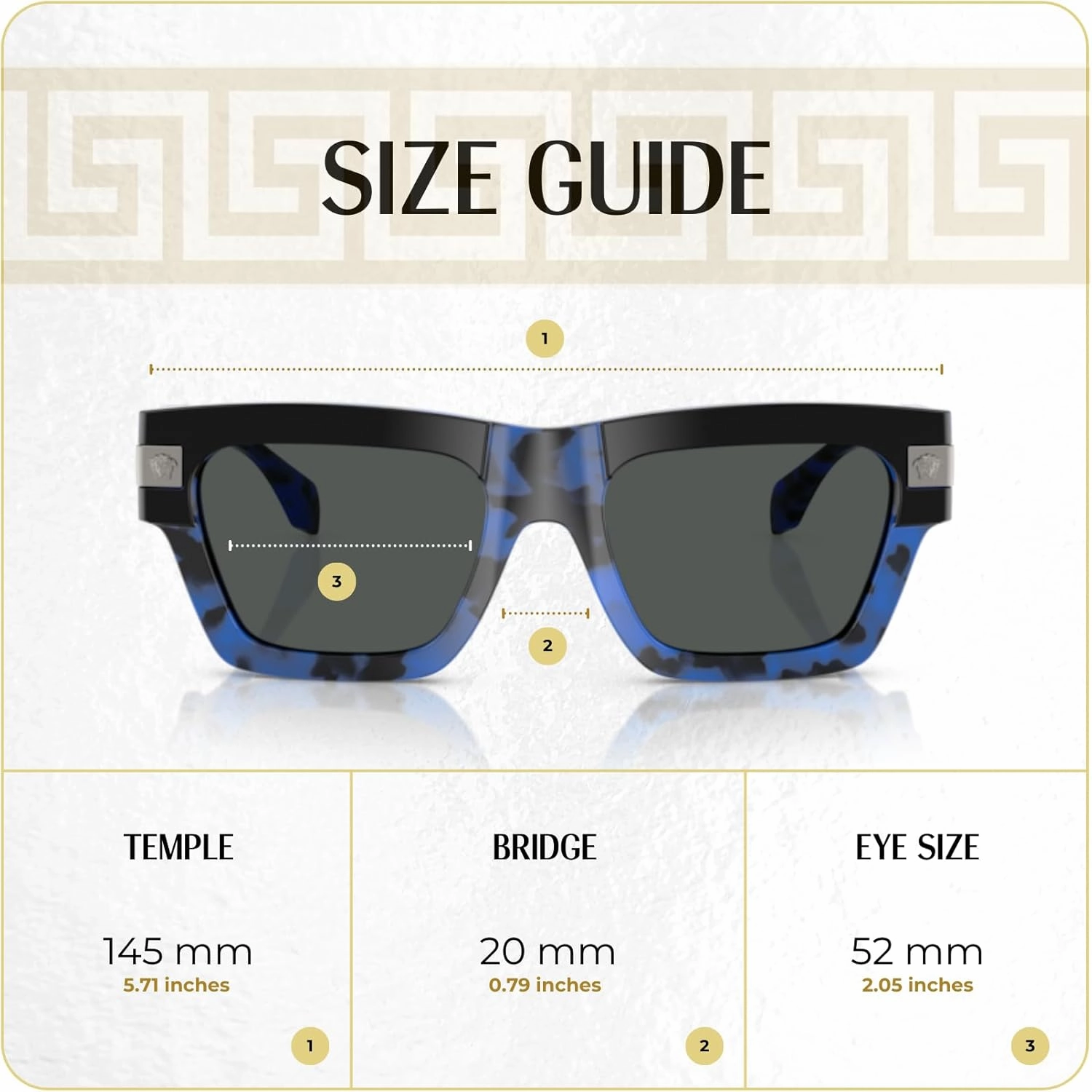 Versace VE4464 Rectangular Sunglasses for Men   BUNDLE With Designer iWear Complimentary Eyewear Kit