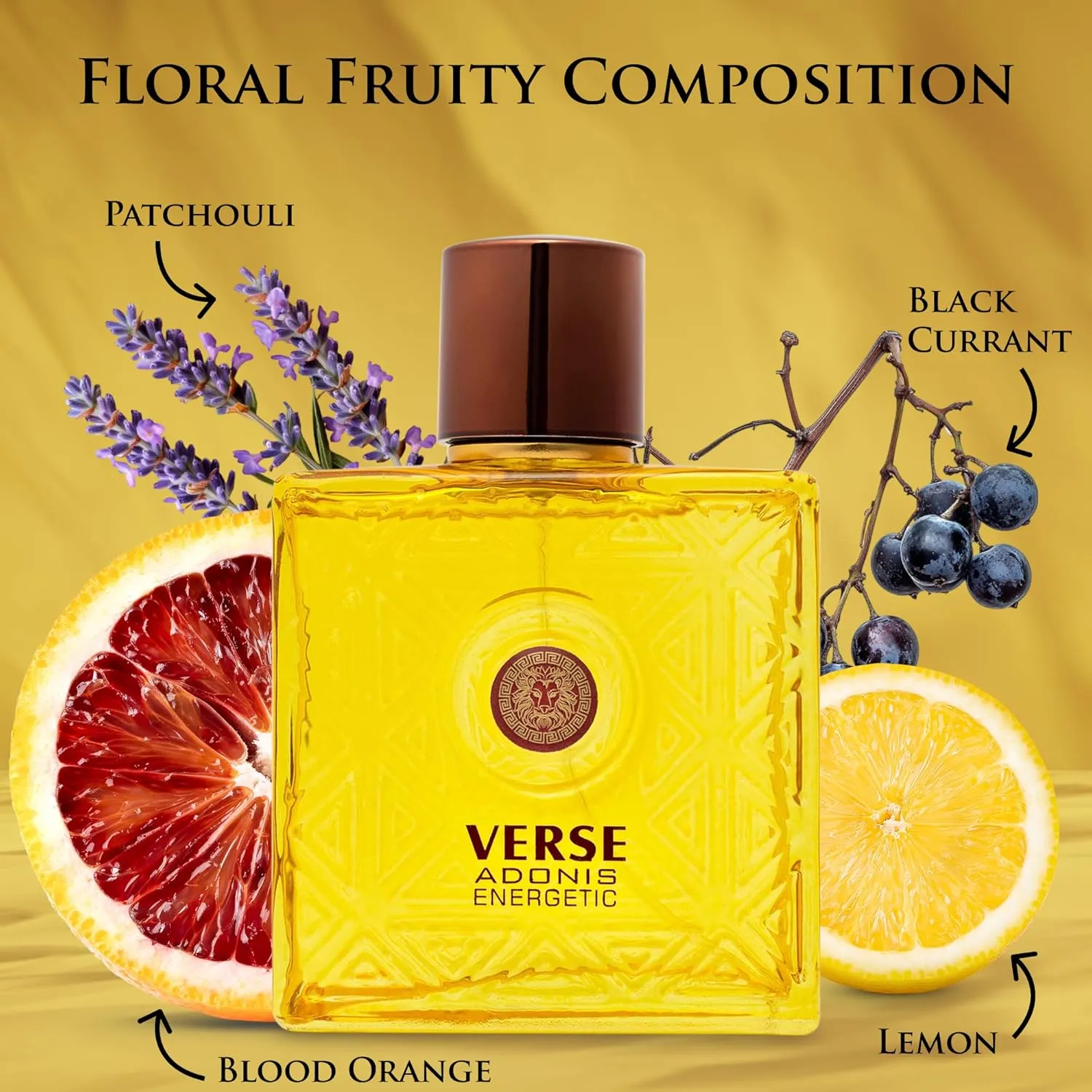 Verse Adonis Energetic for Men - Long-Lasting Fresh Fragrance, Bold & Invigorating Scent, Perfect for Day & Night Wear, Energizing & Powerful Aroma, 3.4 Fl Oz (100ml) Eau de Parfum Bottle Spray Par