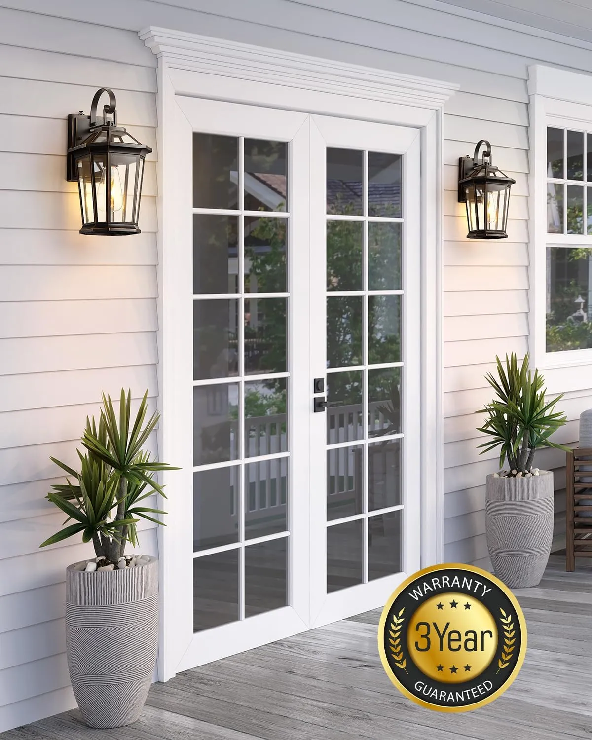 VIANIS Dusk to Dawn Outdoor Wall Lighting, Black Waterproof Exterior Lighting Fixtures for House, 100% Anti-Rust Aluminum Modern Outside Coach Light Fixture Wall Mount for Porch, Garage, Front Door