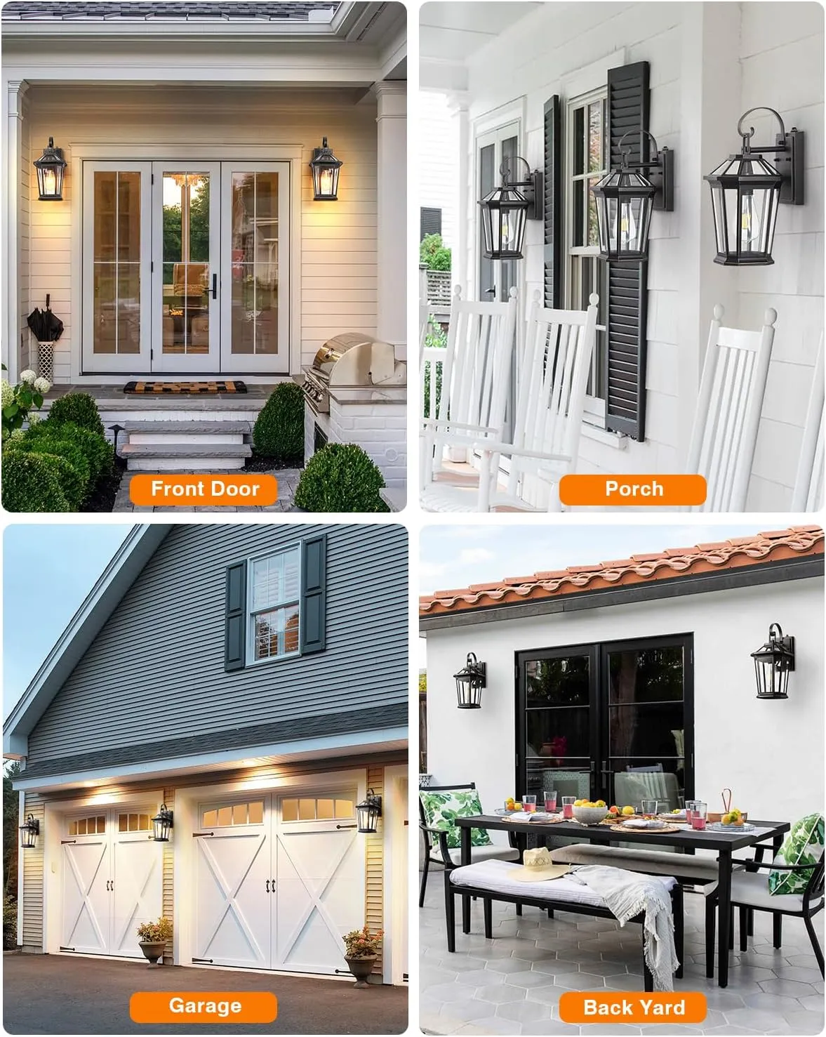 VIANIS Dusk to Dawn Outdoor Wall Lighting, Black Waterproof Exterior Lighting Fixtures for House, 100% Anti-Rust Aluminum Modern Outside Coach Light Fixture Wall Mount for Porch, Garage, Front Door