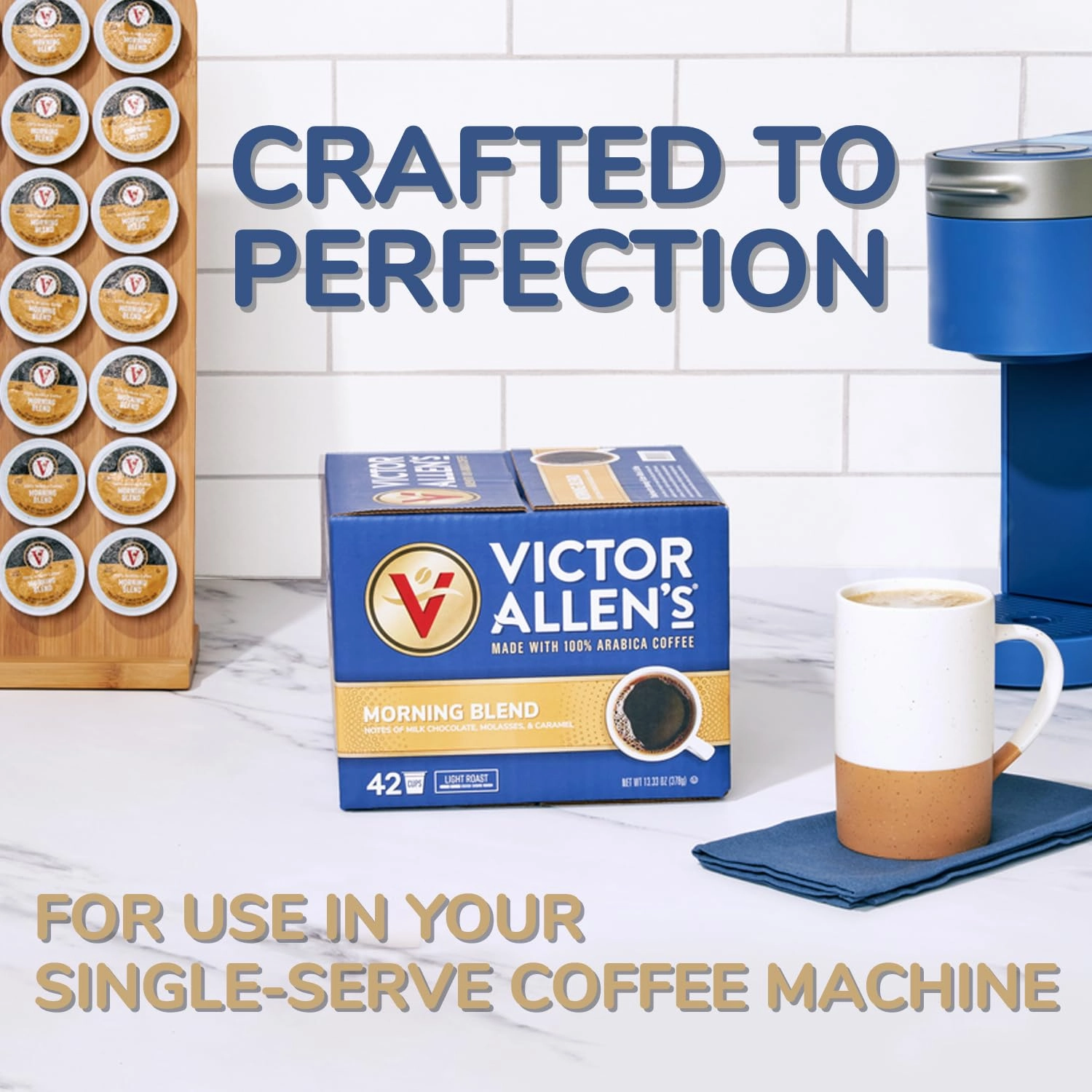Victor Allen's Coffee Variety Pack (Morning Blend, 100% Colombian, Donut Shop Blend, French Roast), 42 Count, Single Serve Coffee Pods for Keurig K-Cup Brewers