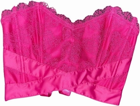 Victoria's Secret Heart Embroidery Strapless Corset Top Color Fuchsia New (as1, alpha, s, c, regular, regular)