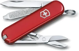 Victorinox Classic SD Swiss Army Knife, Compact, 7 Functions, Swiss Made Pocket Knife with Small Blade, Screwdriver and Key Ring - Style Icon (Red)