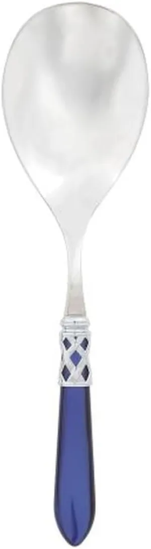 Vietri Aladdin Brilliant Blue Serving Spoon, 10.25" 18/10 Stainless Steel Buffet & Kitchen Utensil