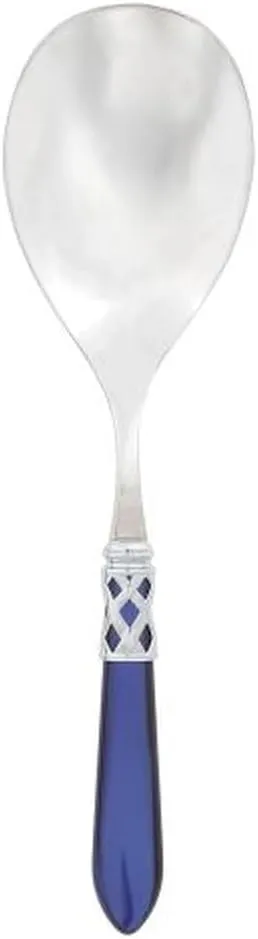Vietri Aladdin Brilliant Blue Serving Spoon, 10.25" 18/10 Stainless Steel Buffet & Kitchen Utensil