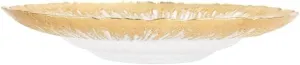 Vietri Rufolo Glass Gold Brushstroke Medium Shallow Bowl, 14 oz, 4.5" H Glass Dinner Party Serveware Dish