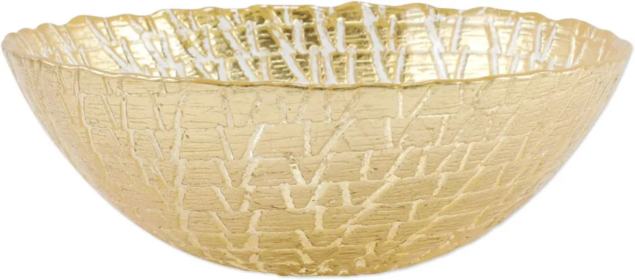 Vietri Rufolo Glass Gold Crocodile Small Bowl, Decorative Dish, Fruit & Candy Bowl for Office/Home