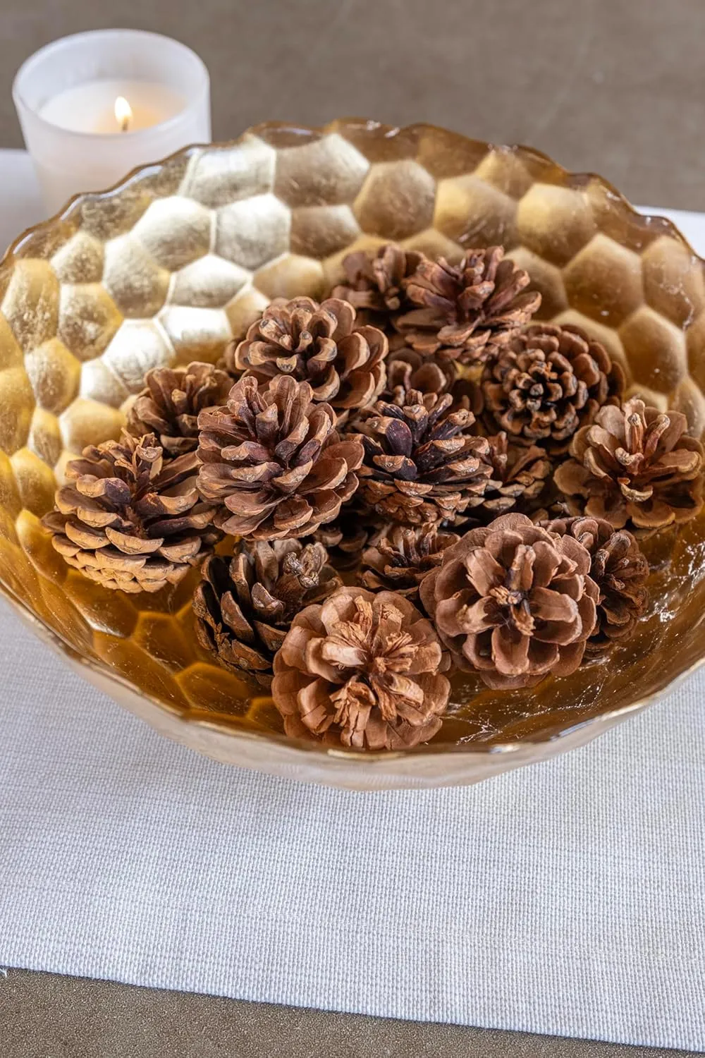 Vietri Rufolo Glass Gold Honeycomb Large Bowl, Decorative Dish, Fruit & Candy Bowl for Office/Home