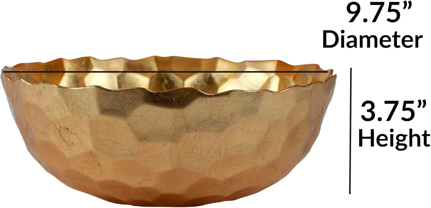 Vietri Rufolo Glass Gold Honeycomb Large Bowl, Decorative Dish, Fruit & Candy Bowl for Office/Home