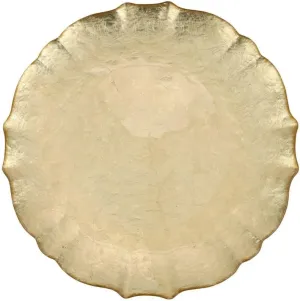Vietri Viva Baroque Glass Gold Dinner Plate Elegant Handcrafted Glass Tableware Durable Design - 10.5 Inch Gold