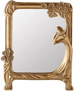 Vintage Gold Mirror Wall Decor - Small Vanity Mirrors, Antique Decorative for Desk Room, Frame Arched Victorian Decoration for Home Table, Standing Framed Gift for Furniture Living Bedroom, Rectangle