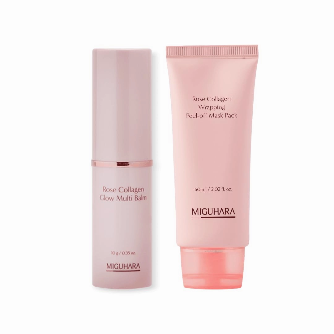 Viral Daily Glass Skin : Rose Collagen Glow Multi Balm with Wrapping Peel-off Mask Bundle