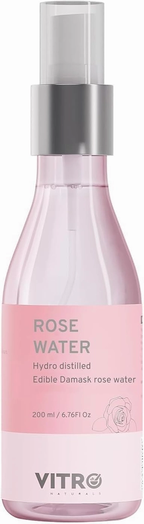 VIT.RO Rose Water Spray, Hydro Distilled Natural Toner for Face, No Additives or Preservatives, 200ml